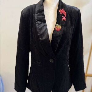 Chic Black Women's Blazer with Embellishments